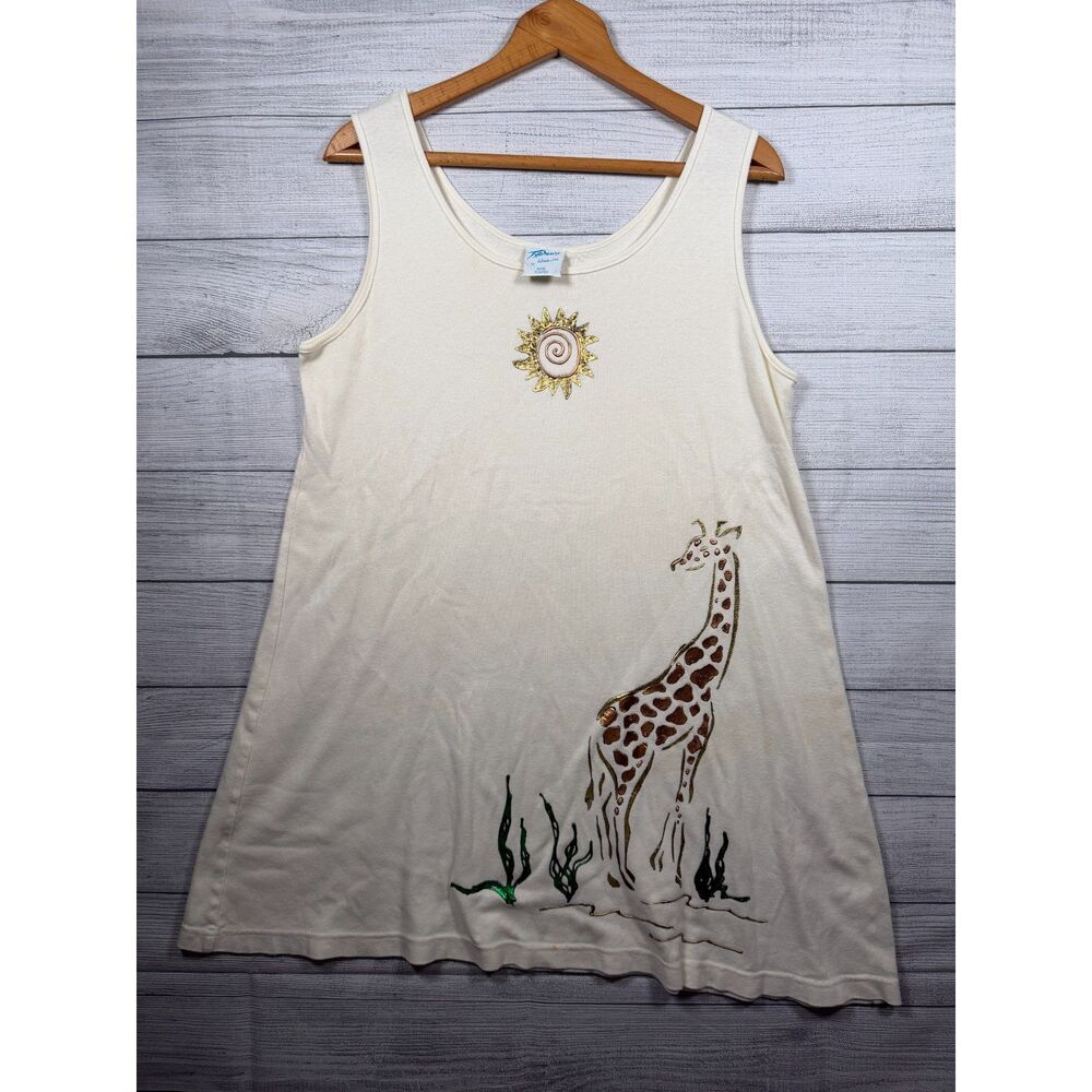 Vintage Typhoons by Helinsan Ltd Women's L Giraffe Hand Painted Tank Top 4411